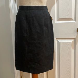 Harvey Benard skirt 100% linen lined slit midi black women’s size 8P petite